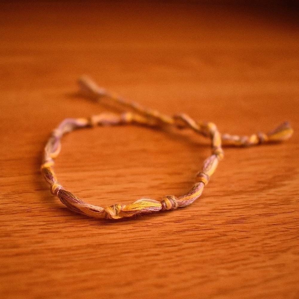 Purple and Gold Knots Woven Bracelet